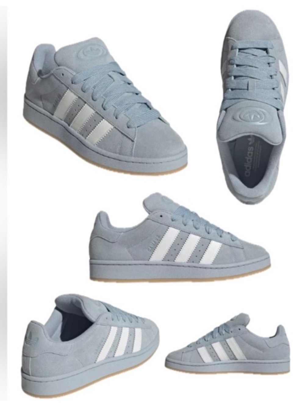 adidas Light Blue Suede Sneakers with White Stripes
